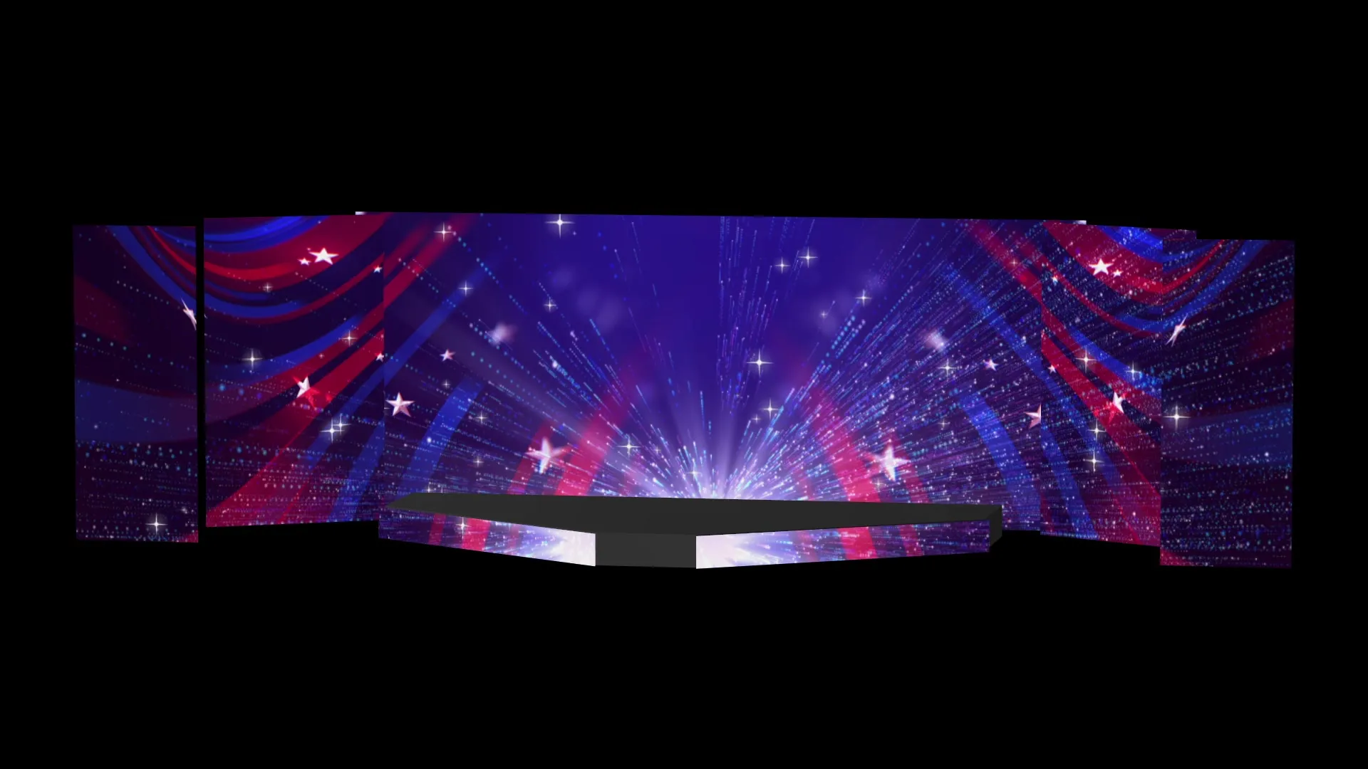 Miss America 2026 — 3D stage previz of the broadcast LED canvas running the starburst look